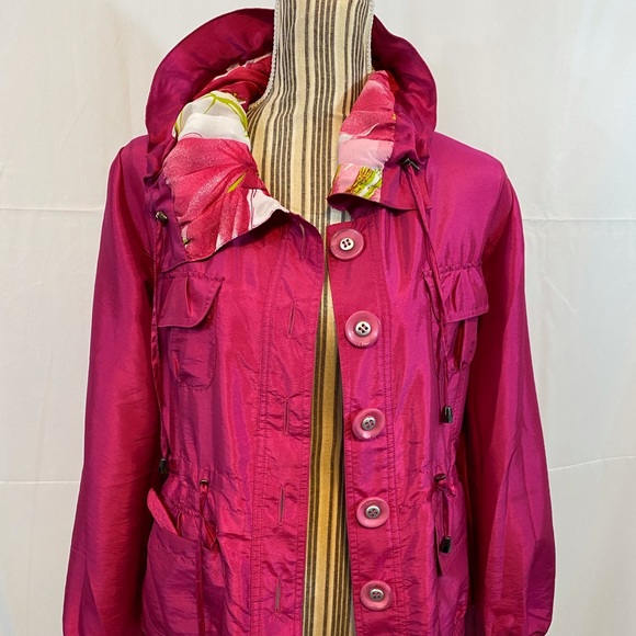 Vintage reversible pink button jacket floral solid - Picture 12 of 15